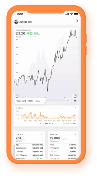 Seguimiento móvil de cartera que muestra estadísticas de criptomonedas en tiempo real